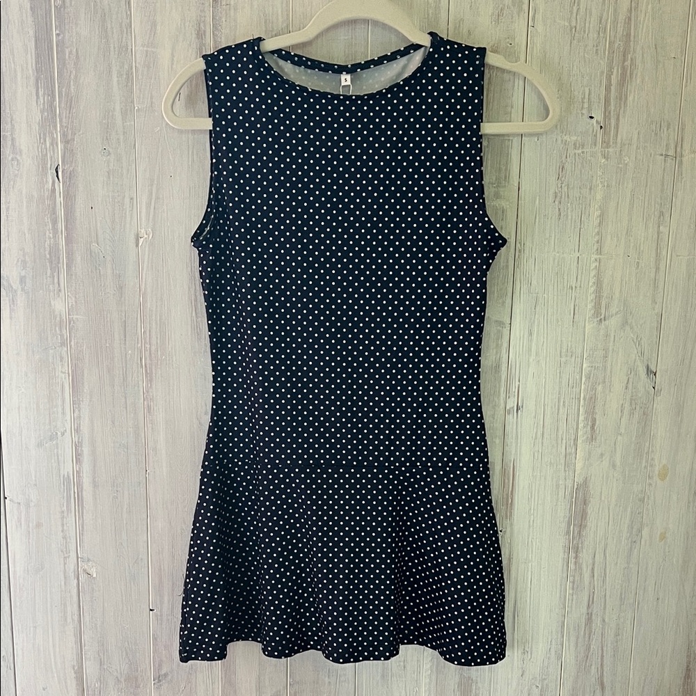 Navy and White Polka Dot Mini Dress- Brand New w tags!